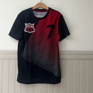 Xersion Kids Medium Blue and Red Short Sleeve USA SoccerJersey Tee